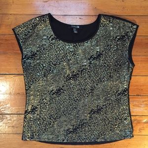 Metallic Gold Cap Sleeve Blouse